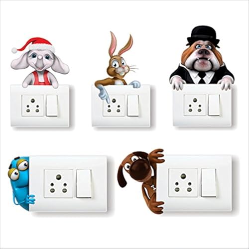 AH Decals Amazing Animated 3D Wall Switch Board Stickers for Living Bed Kids Room | (Set of 5) - Image 1