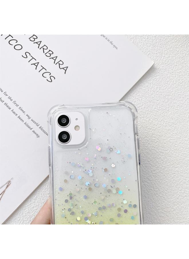 S-TOP Case For iPhone 12 mini Gradient Glitter Powder Epoxy TPU Thickened Acrylic Shockproof Case with Wide Neck Lanyard - Image 3