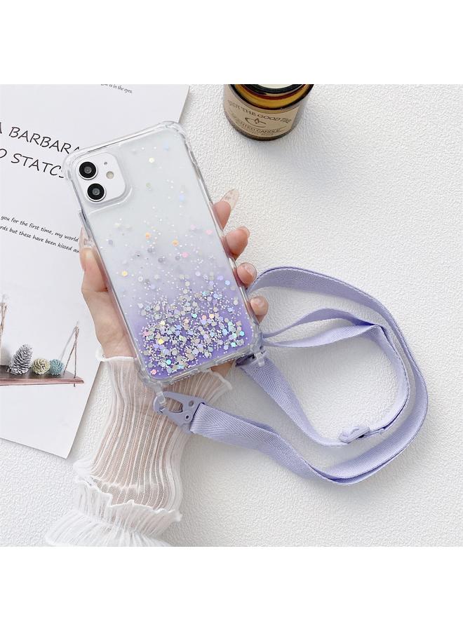 S-TOP Case For iPhone 12 mini Gradient Glitter Powder Epoxy TPU Thickened Acrylic Shockproof Case with Wide Neck Lanyard - Image 1