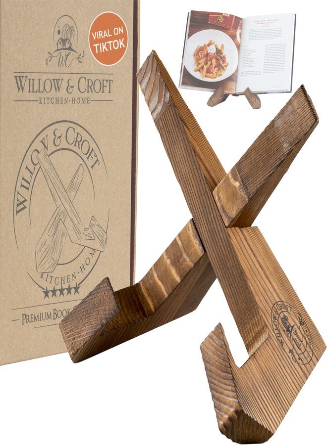Willow & Croft Recipe Holder. Cookbook Stand. Rustic Farmhouse Plate Display Stand, Photo Picture Frame Display, Cookbook Holder, Recipe Book Holder. Distressed Cook Book Stand for Kitchen Counter. - Image 1