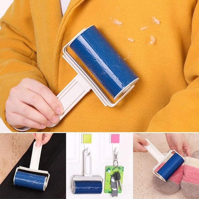 Sticky Roller Silicone Washable Reusable Lint Roller for Pet Hair Dog Cat Dirt Portable Lint Roller for Carpet Clothes Furniture (Yellow) - Image 2