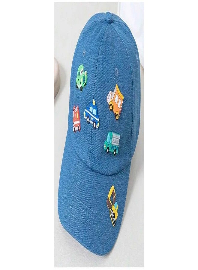 EvoNest Kids Cap | Adorable Cute Cars Applique Detailed Cap for 3 Year Kids - Sunshade Protection Hat (Blue) - Image 3