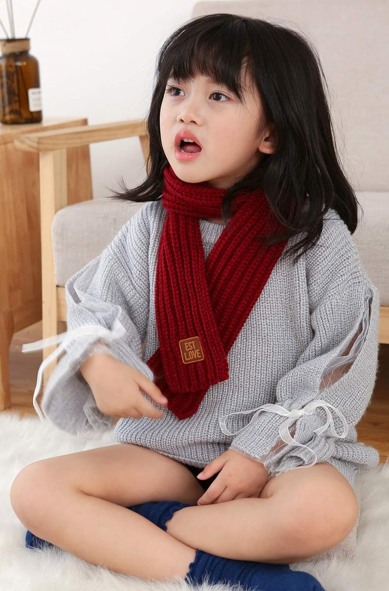 Levao Kids Winter Knitted Warm Scarf Boys Girls Toddlers Solid Color Soft Scarfs Neck Warmer - Image 3