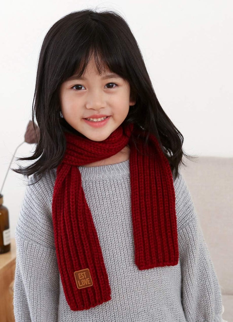 Levao Kids Winter Knitted Warm Scarf Boys Girls Toddlers Solid Color Soft Scarfs Neck Warmer - Image 2