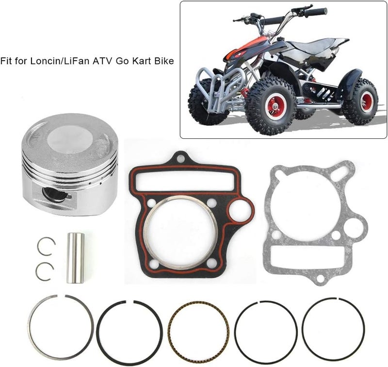 woobles Piston Rings Kit, 125cc 54mm Engine Parts Piston Set Rings Gaskets Fit for Loncin LiFan ATV Go Kart Bike - Image 2