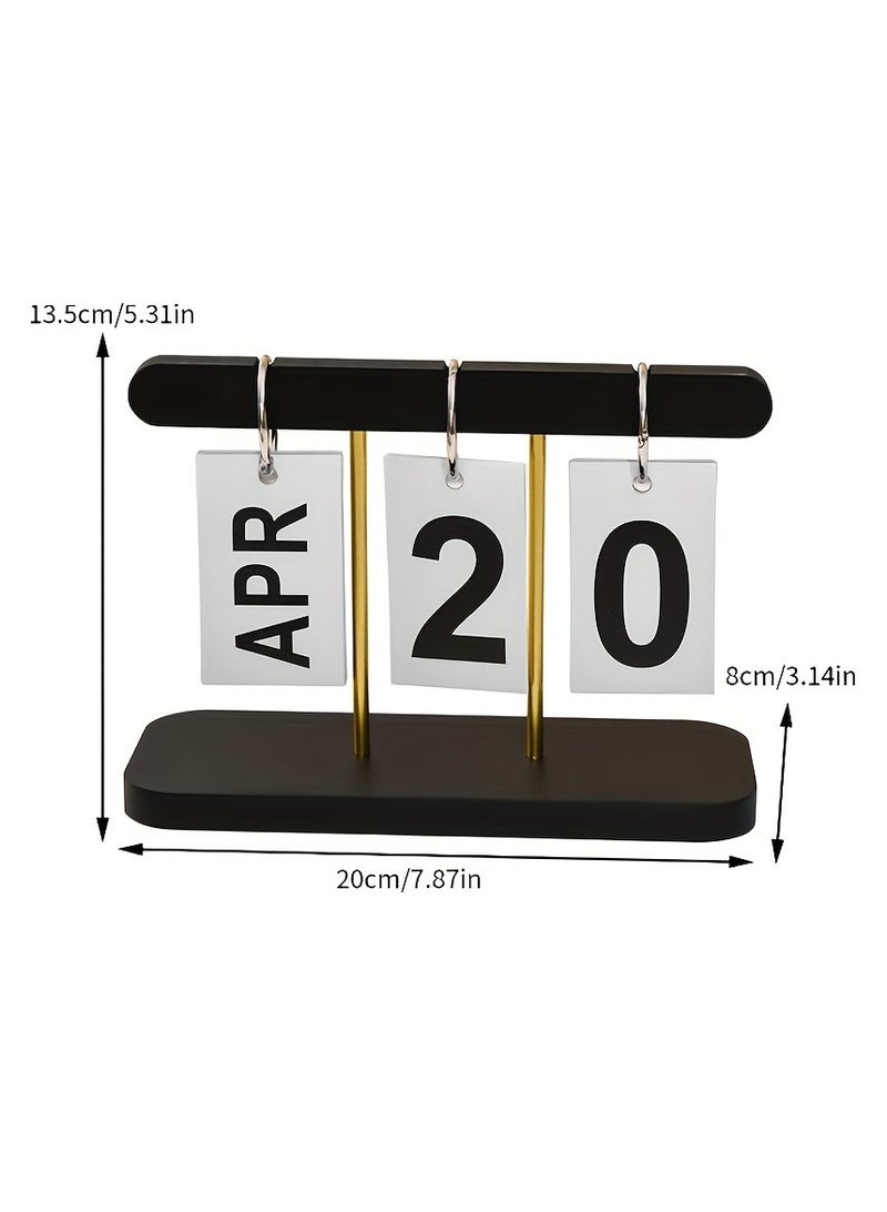 تقويم قلاب بتصميم نورديك بسيط - ديكور مكتب عصري للمنزل والمكتب | عرض إبداعي على الطاولة مع خاصية التاريخ | قطعة مميزة لغرفة المعيشة، غرفة الطعام، وطاولة القهوة (أسود) - Image 5