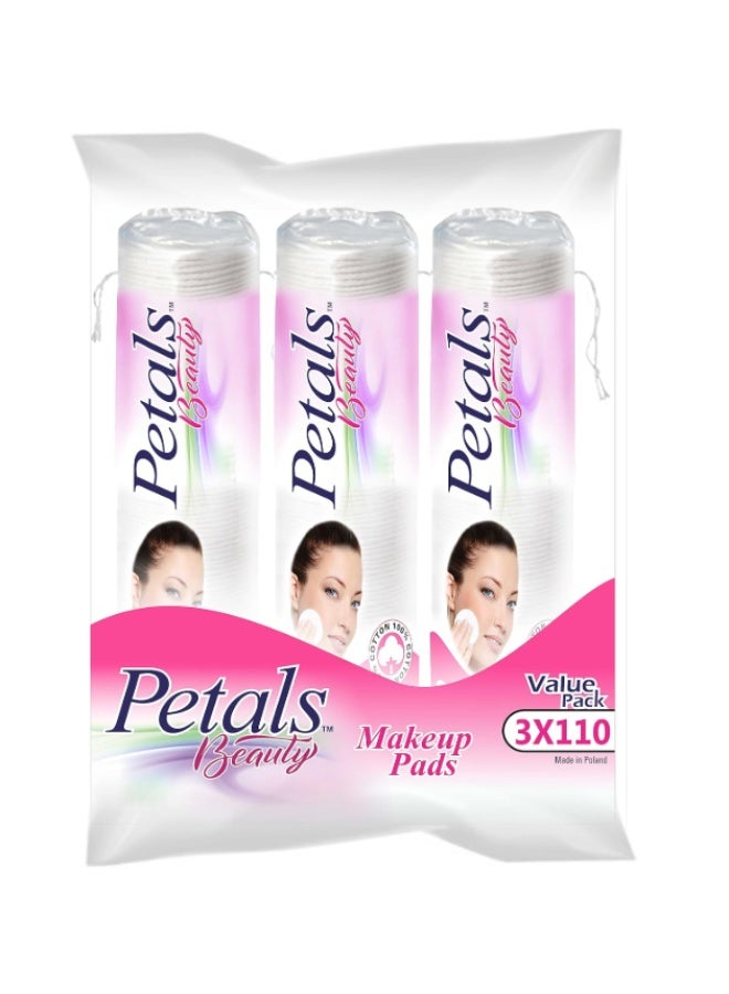 Petals Lint-Free Cotton Pad 110s x 3 Value Pack