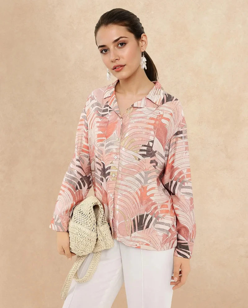 Rareism Rareism Women Broadwin Multi Full Sleeve Lapel Neck Button Closure Relaxed Fit Floral Print Top