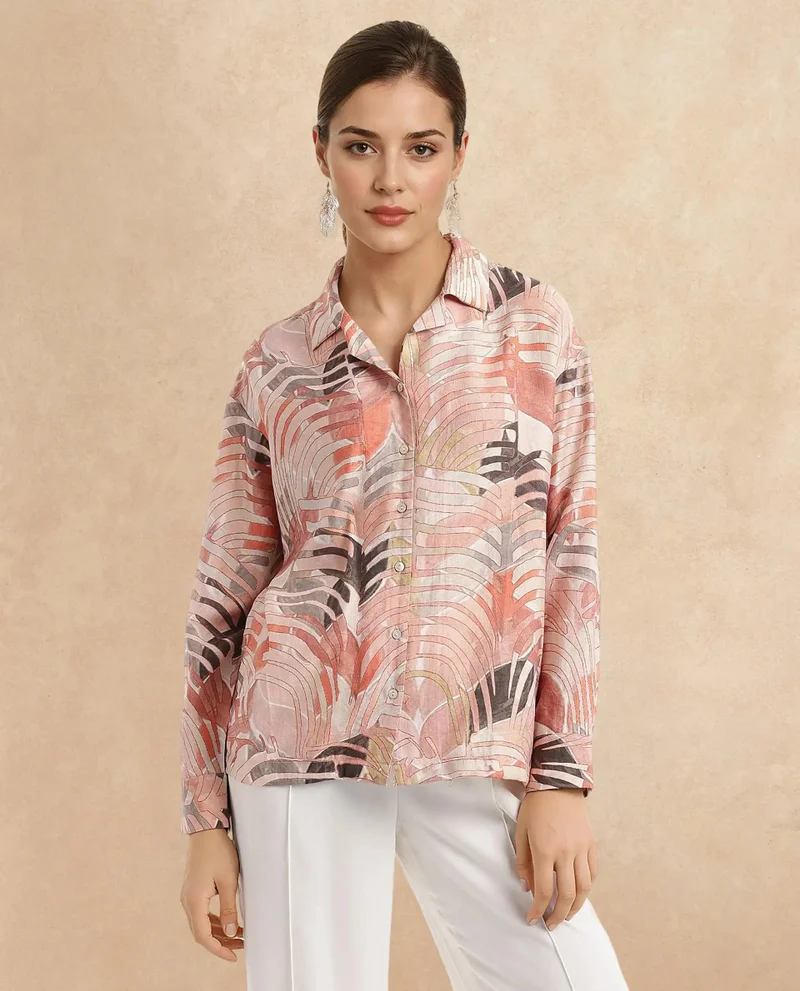 Rareism Women's Print Boxy Shirt