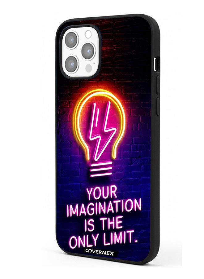 Covernex Apple iPhone 12 Pro Max Protective Case Cover Printed Featuring Your Imagination Is The Only Limit Neon Lightbulb - Image 1
