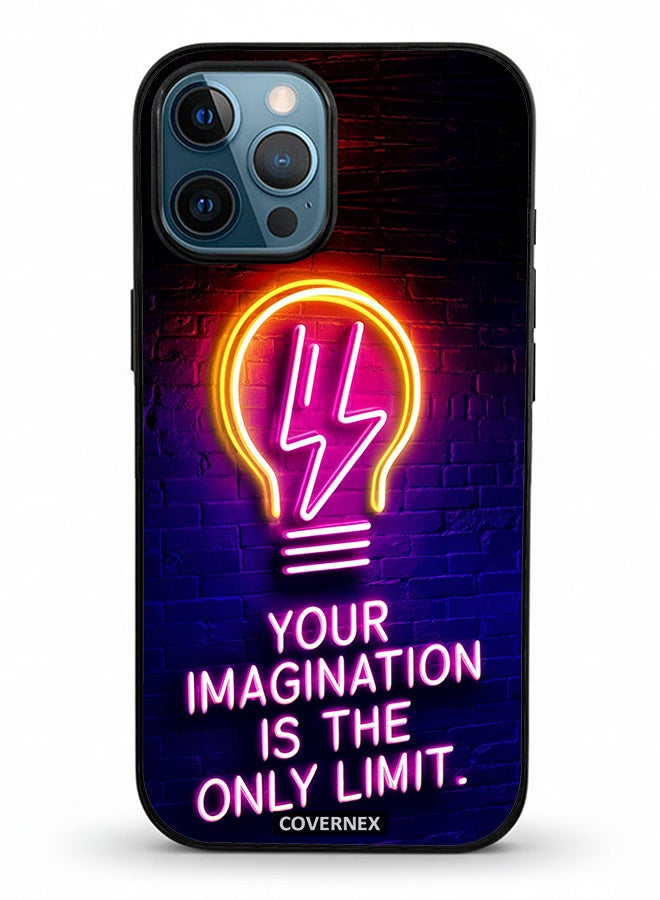 Covernex Apple iPhone 12 Pro Max Protective Case Cover Printed Featuring Your Imagination Is The Only Limit Neon Lightbulb - Image 2