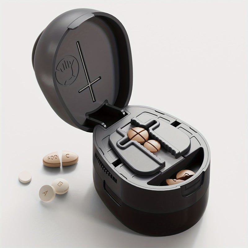 White 2 In 1 Medicine Box Pill Cutter Adjustable For Travel And Going Out - Image 5