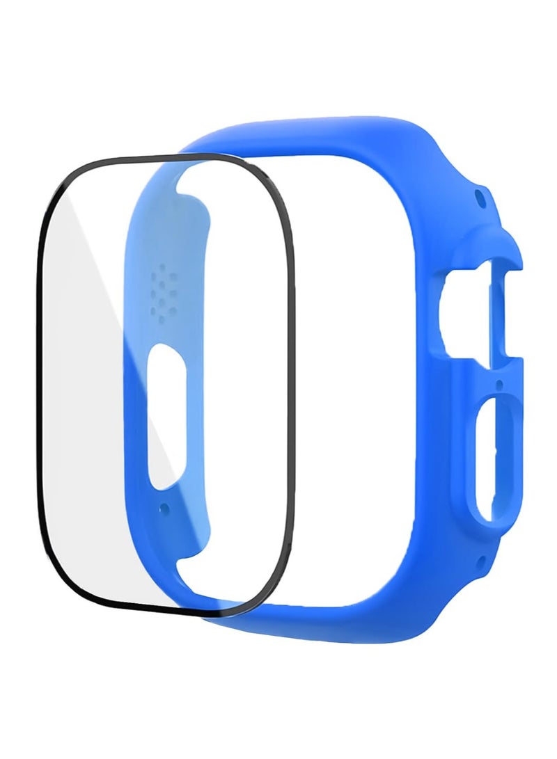 سوار مع حافظة لساعة Apple Watch Ultra/Ultra 2 مقاس 49 مم، سوار رياضي بديل من السيليكون قابل للتعديل، حزام مع غطاء وواقي شاشة زجاجي مدمج لساعة iWatch Ultra مقاس 49 مم (أزرق فاتح) - Image 2