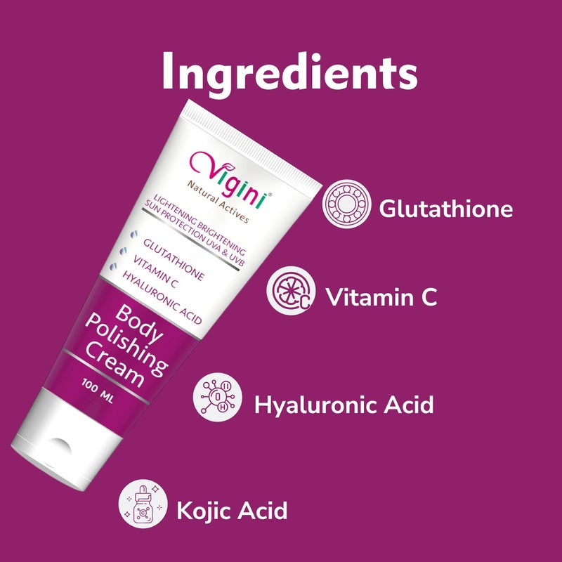 Vigini فغيني مقشر للبقع الداكنة للبشرة الباهتة وإزالة تان د د 300 مل مع غسول قهوة الجلوتاثيون وكريم مرطب لتفتيح البشرة بفيتامين سي 1% للرجال والنساء - Image 3