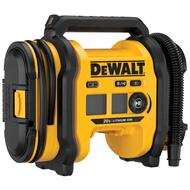 DEWALT ضاغط هواء محمول من DEWALT لضخ الإطارات 20V MAX مع إيقاف تلقائي وضوء LED - أداة فقط DCC020IB