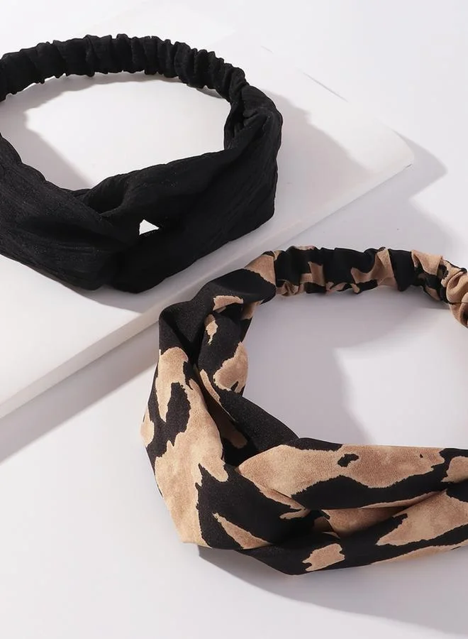 Take Two Black Set of 2 - Twist Detail Headband for Women | Best Price UAE