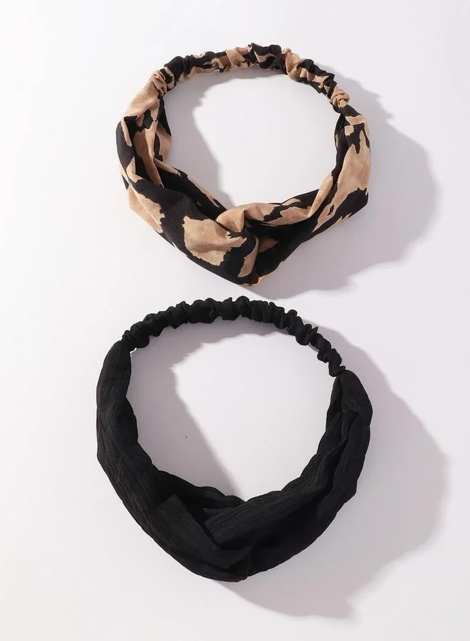 Take Two Black Set of 2 - Twist Detail Headband for Women | Best Price UAE