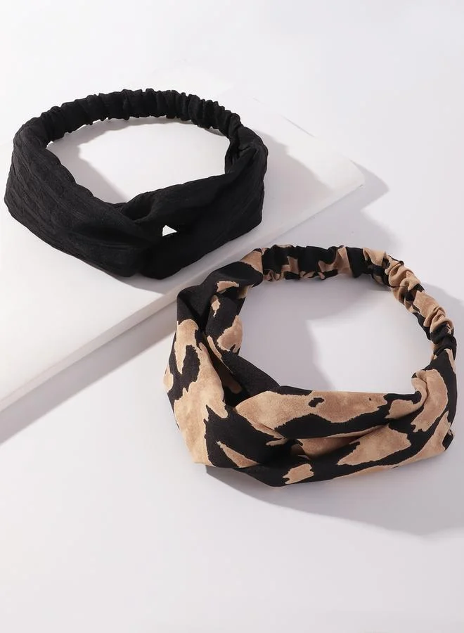 Take Two Black Set of 2 - Twist Detail Headband for Women | Best Price UAE