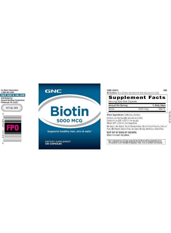 GNC Biotin 5000 MCG - Image 3