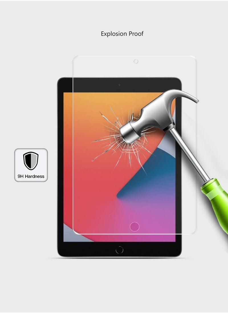 واقي شاشة زجاجي مقوى عالي الجودة 9H 0.33 مم لجهاز Apple iPad مقاس 10.2 بوصة (2019، 2020، 2021) - غطاء كامل، مضاد لبصمات الأصابع، مضاد للفقاعات، مقاوم للخدش، سهل التركيب