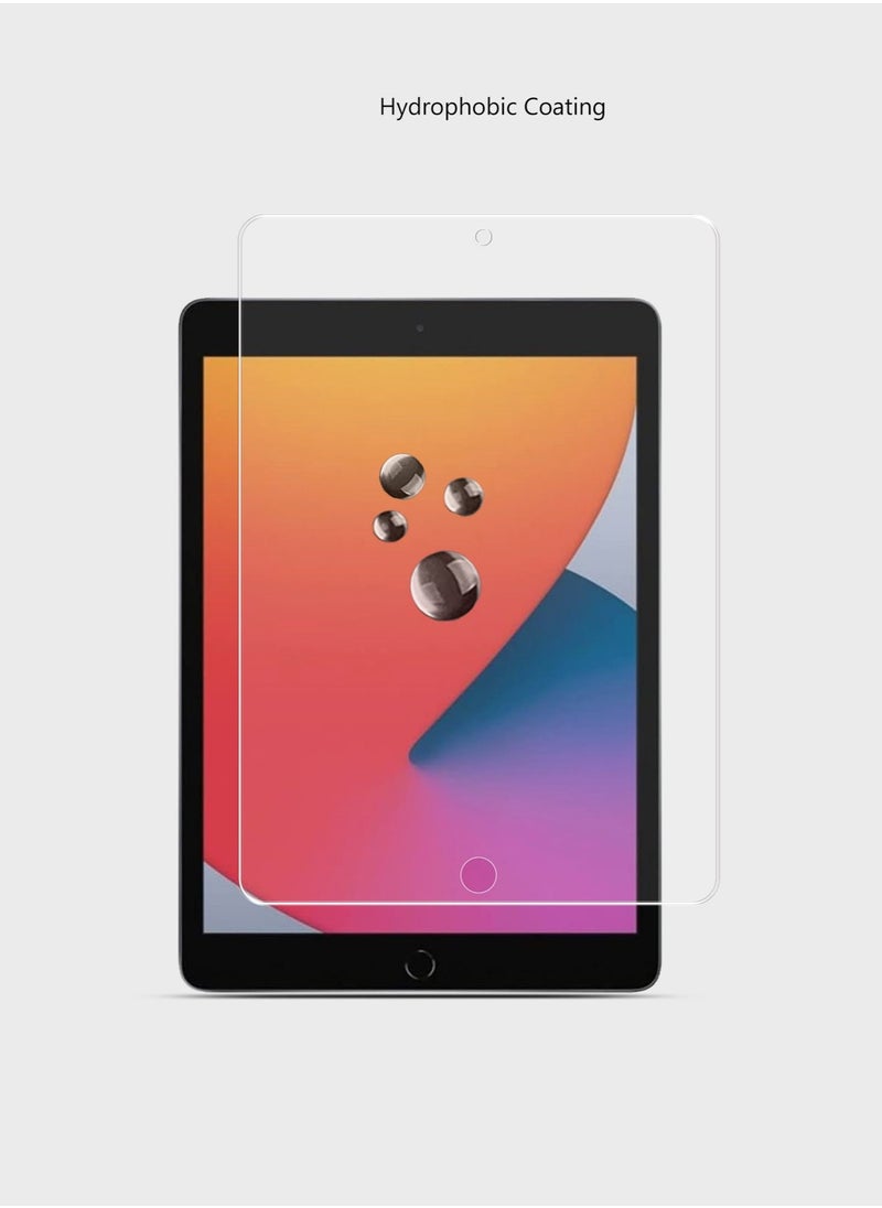 واقي شاشة زجاجي مقوى عالي الجودة 9H 0.33 مم لجهاز Apple iPad مقاس 10.2 بوصة (2019، 2020، 2021) - غطاء كامل، مضاد لبصمات الأصابع، مضاد للفقاعات، مقاوم للخدش، سهل التركيب