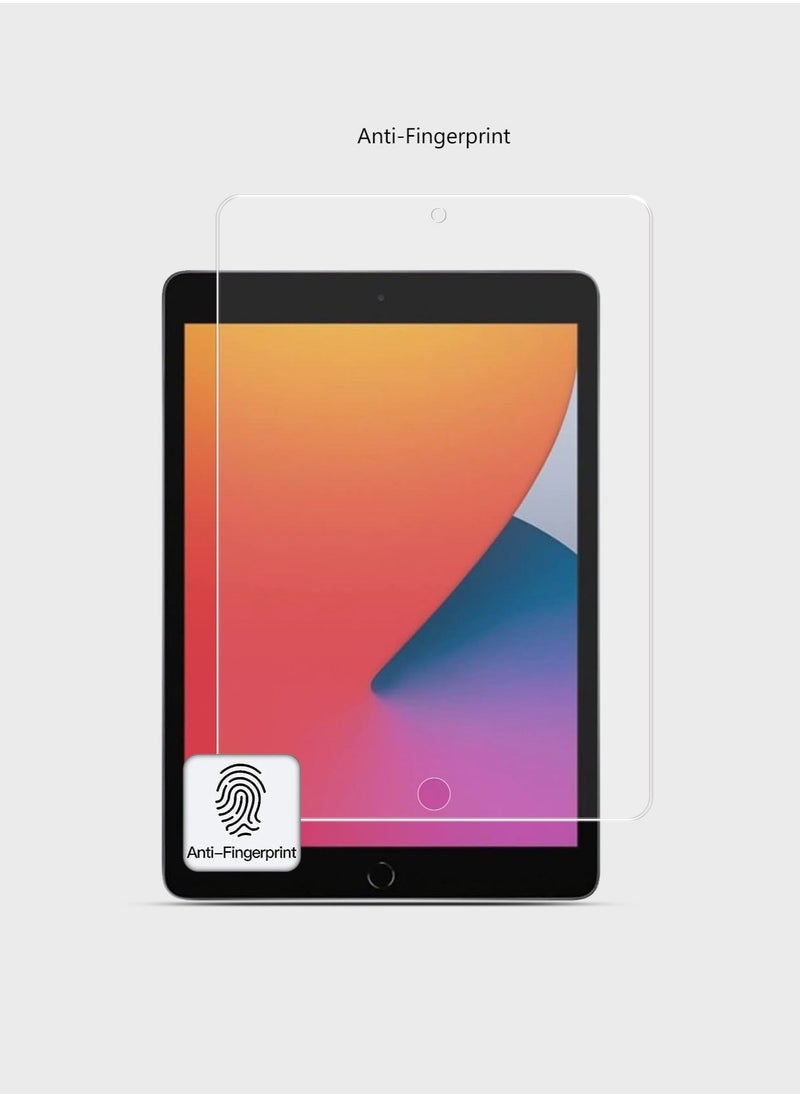 واقي شاشة زجاجي مقوى عالي الجودة 9H 0.33 مم لجهاز Apple iPad مقاس 10.2 بوصة (2019، 2020، 2021) - غطاء كامل، مضاد لبصمات الأصابع، مضاد للفقاعات، مقاوم للخدش، سهل التركيب