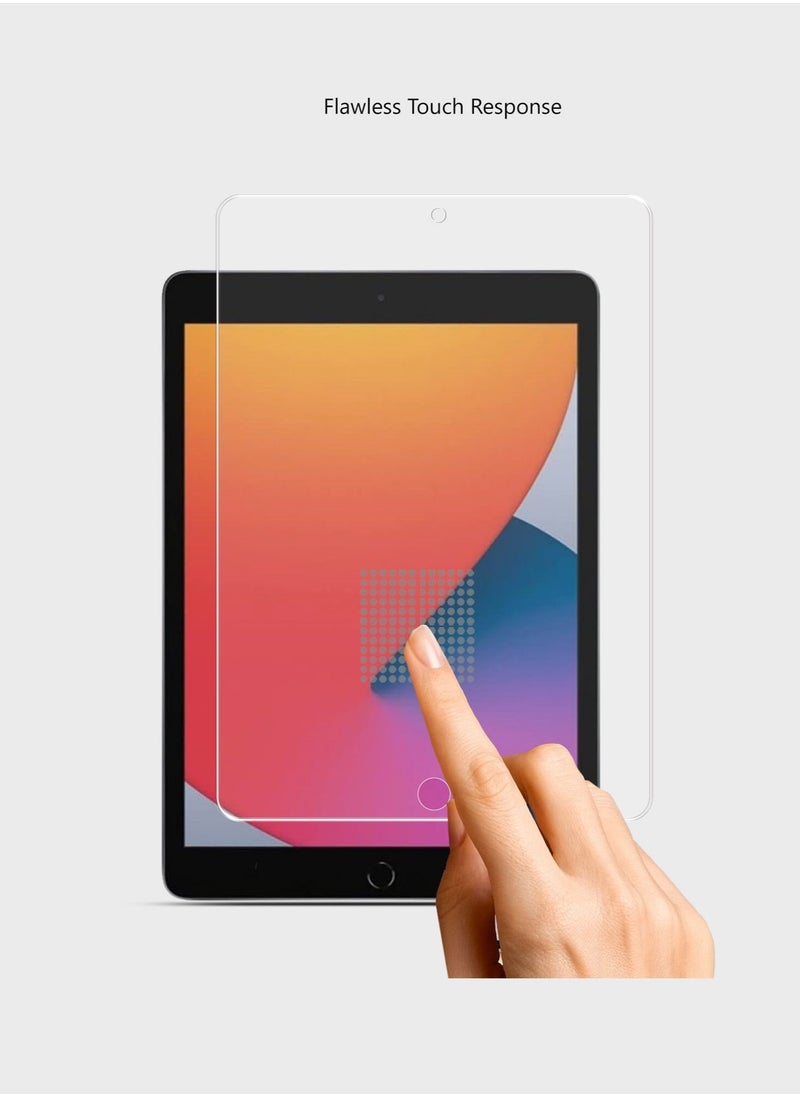 واقي شاشة زجاجي مقوى عالي الجودة 9H 0.33 مم لجهاز Apple iPad مقاس 10.2 بوصة (2019، 2020، 2021) - غطاء كامل، مضاد لبصمات الأصابع، مضاد للفقاعات، مقاوم للخدش، سهل التركيب