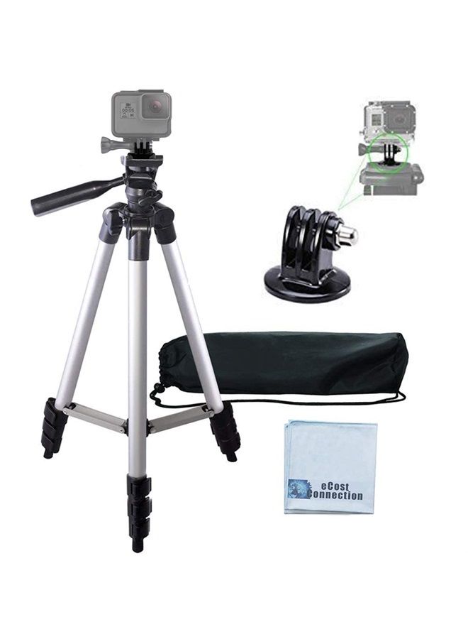 eCostConnection 50" Aluminum Camera Tripod with Built in Bubble Level Indicator for All GoPro HERO Cameras + Tripod Mount & an eCostConnection Microfiber Cloth - Image 1