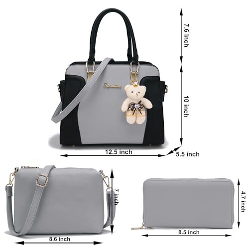 Soperwillton Purses for Women Crossbody Shoulder Handbags Top Handle Satchel Tote Bag Wallet Set 3pcs - Image 4