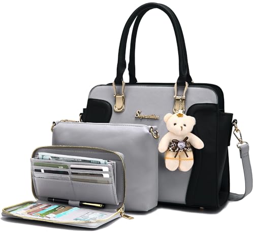 Soperwillton Purses for Women Crossbody Shoulder Handbags Top Handle Satchel Tote Bag Wallet Set 3pcs - Image 1