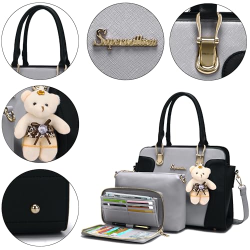 Soperwillton Purses for Women Crossbody Shoulder Handbags Top Handle Satchel Tote Bag Wallet Set 3pcs - Image 3