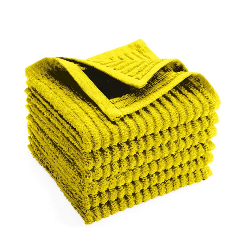 Signoola Multi-Purpose Towel Set Of 4 Pcs 30 x 30 cm Yellow stripe, 100% cotton.