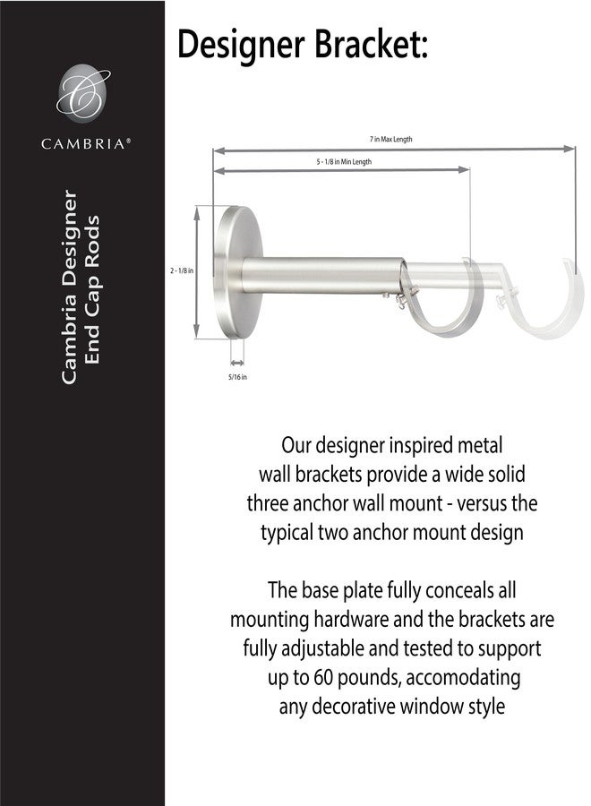مود سلسلة مود كامبريا ديزاينر - قضيب ستارة جانبي فاخر مقاس 20 بوصة - قطر كبير 1-1/8 بوصة - أقواس وأغطية طرفية فاخرة - تشطيبات متعددة (ذهبي مصقول) - Image 4