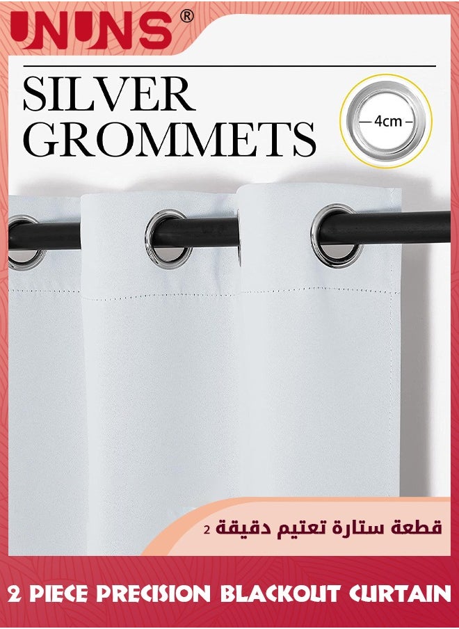 UNUNS Blackout Curtain,2 Panels Thermal Insulated Grommet Noise Reducing Drapes,Room Darkening Curtains For Bedroom,Living Room-White 100x250cm  - Image 4
