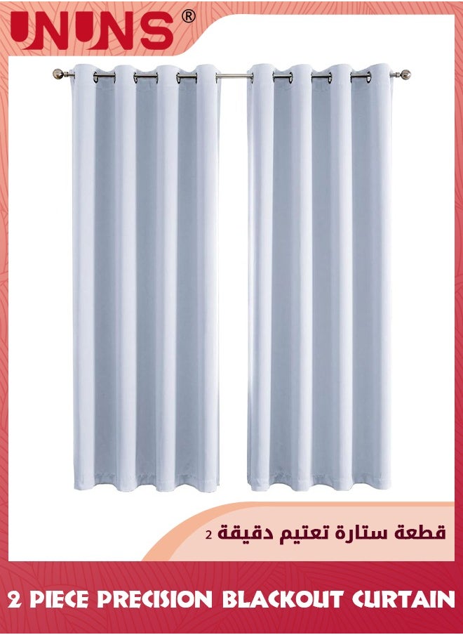 UNUNS Blackout Curtain,2 Panels Thermal Insulated Grommet Noise Reducing Drapes,Room Darkening Curtains For Bedroom,Living Room-White 100x250cm  - Image 1