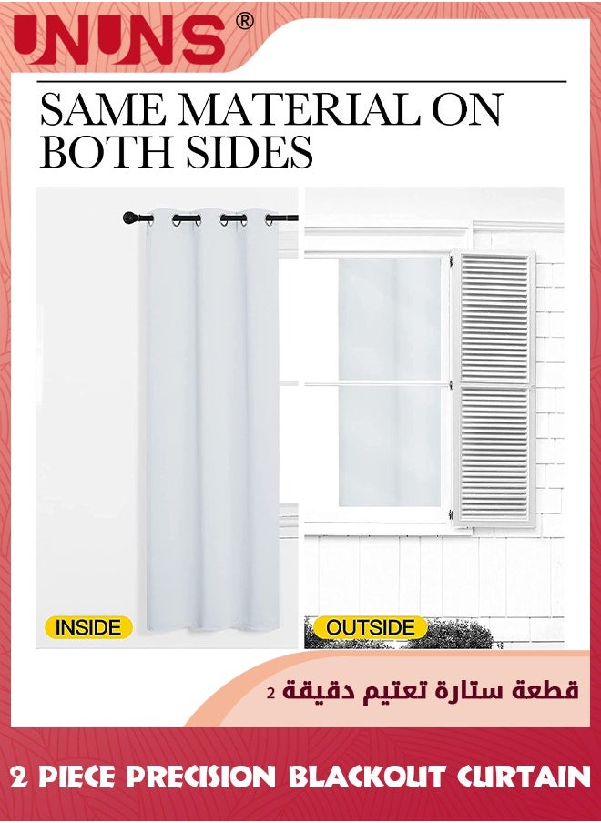 UNUNS Blackout Curtain,2 Panels Thermal Insulated Grommet Noise Reducing Drapes,Room Darkening Curtains For Bedroom,Living Room-White 100x250cm  - Image 3