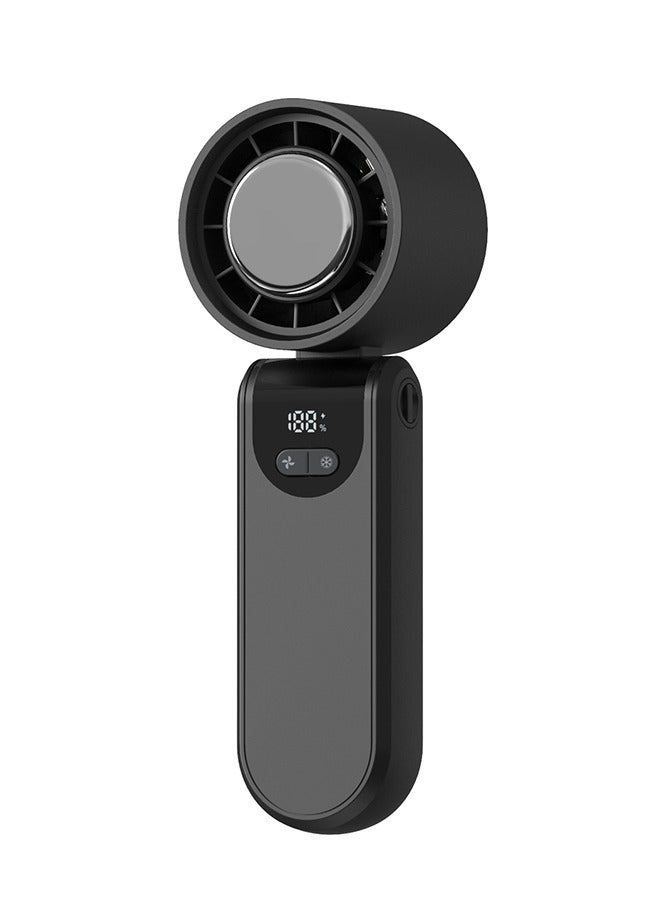 Luttec Ice Sense Semiconductor Handheld Fan, Long Life 4000mAh Portable Mini Fan, 100 Speed Stepless Variable Speed with Display, Strong Wind Efficient and Fast Cooling, Foldable Cooling Fan with Lanyard, Type-C Fast Charging, Home Office Outdoor Cooling Magic Tool, Black - Image 1