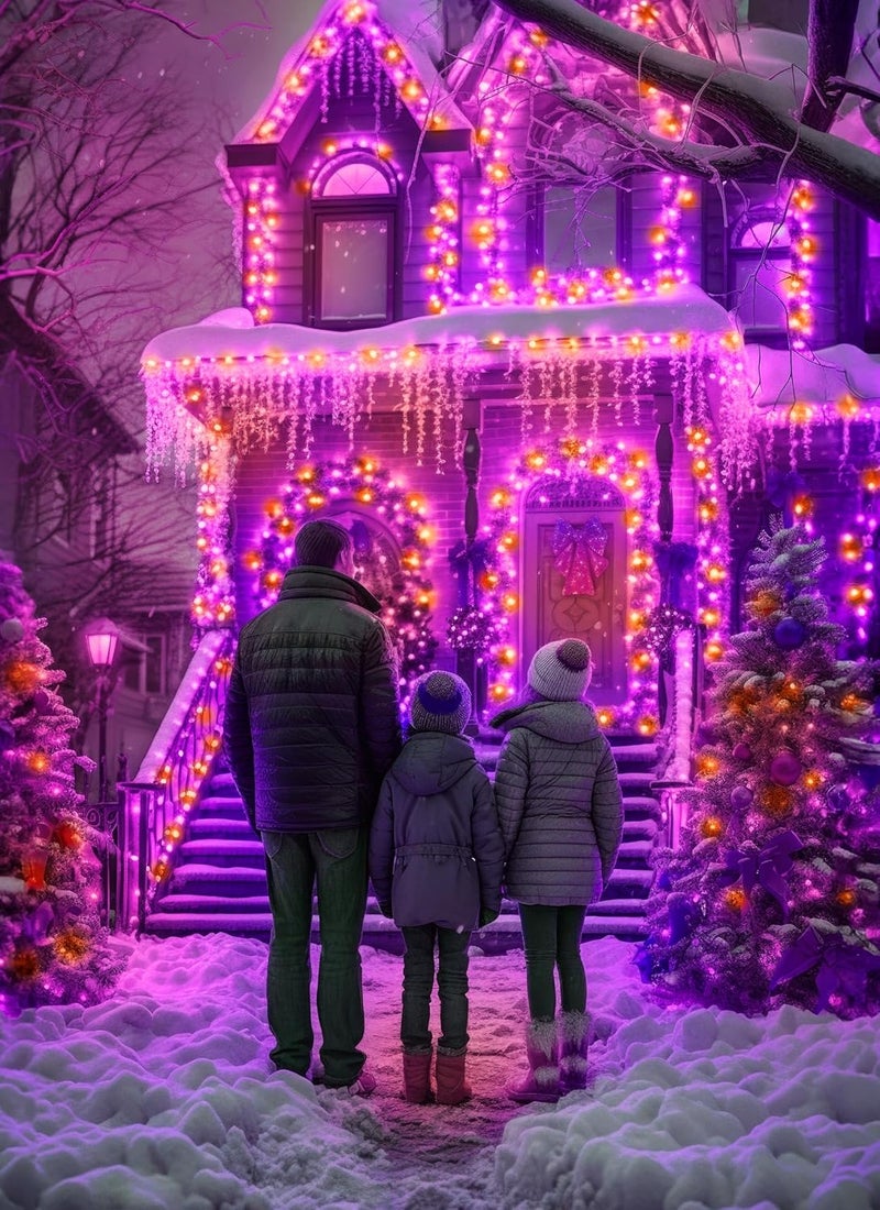 Brightown 100LED Solar String Lights Outdoor Solar Powered Lights IP65 Waterproof for Party Garden Yard Home Holiday Tree Decoration Lighting OrangePurple 100LED1PACK - Image 4