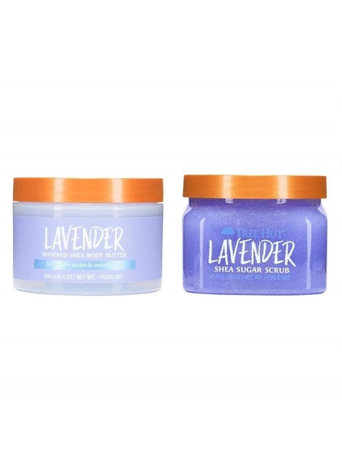 Tree Hut Lavender Shea Sugar Scrub and Body Lotion Set! Formulated With Real Sugar, Certified Shea Butter And Lavender Oil! Body Scrub & Lotion That Leaves Skin Feeling Soft & Smooth! (Lavender Set) (
