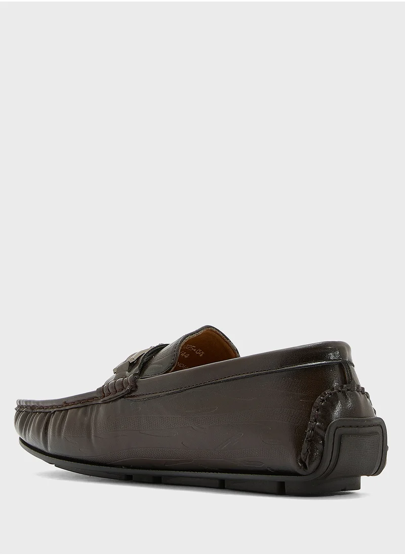Robert Wood Trim Detail Textured Loafers