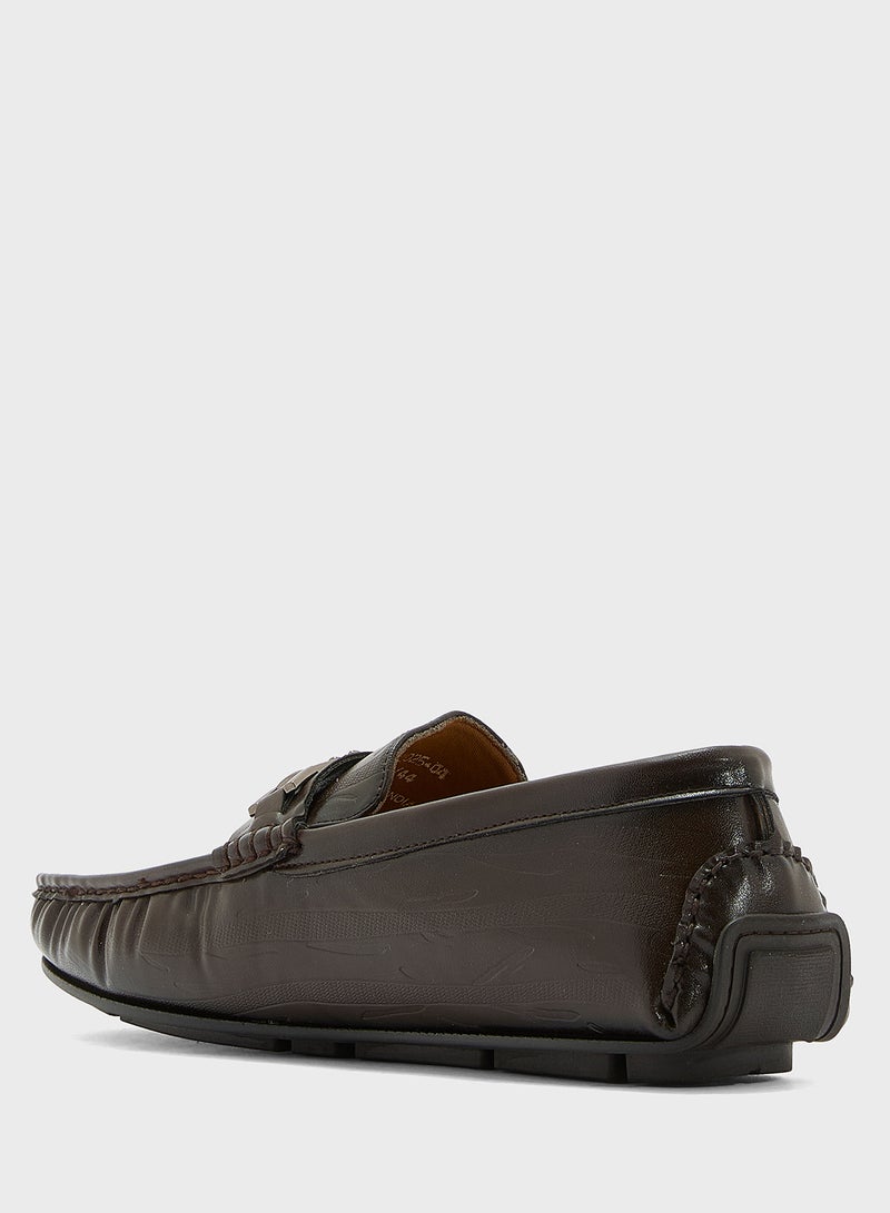 Robert Wood Trim Detail Textured Loafers  - Image 2