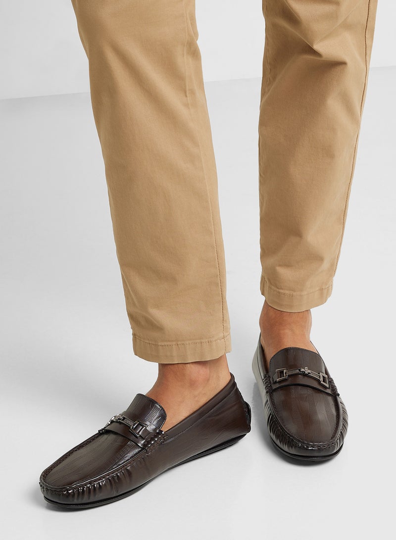 Robert Wood Trim Detail Textured Loafers  - Image 5