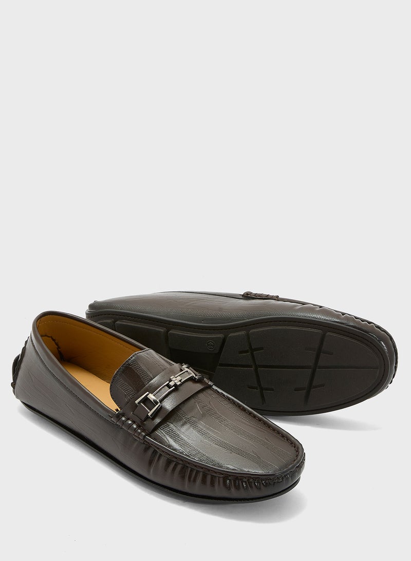 Robert Wood Trim Detail Textured Loafers  - Image 3