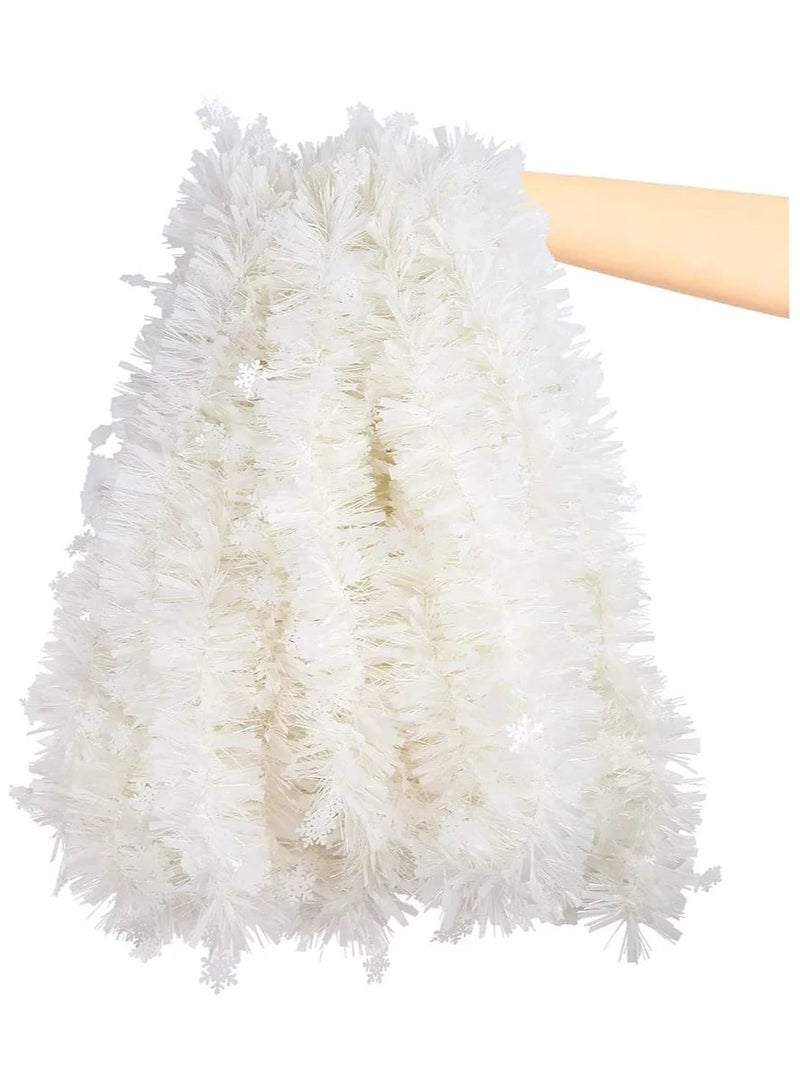 شرائط زينة سميكة بلون أبيض من لوكيبا للكريسماس بطول 10 متر مع نجمة لتزيين شجرة الكريسماس - Image 1