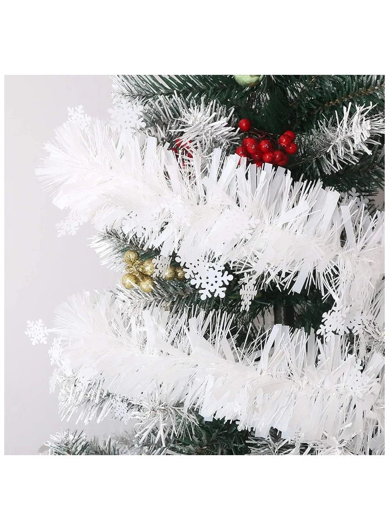 شرائط زينة سميكة بلون أبيض من لوكيبا للكريسماس بطول 10 متر مع نجمة لتزيين شجرة الكريسماس - Image 2