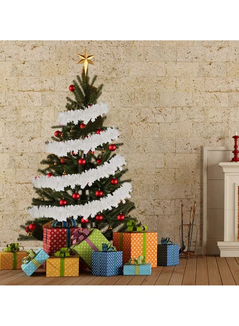 شرائط زينة سميكة بلون أبيض من لوكيبا للكريسماس بطول 10 متر مع نجمة لتزيين شجرة الكريسماس - Image 4