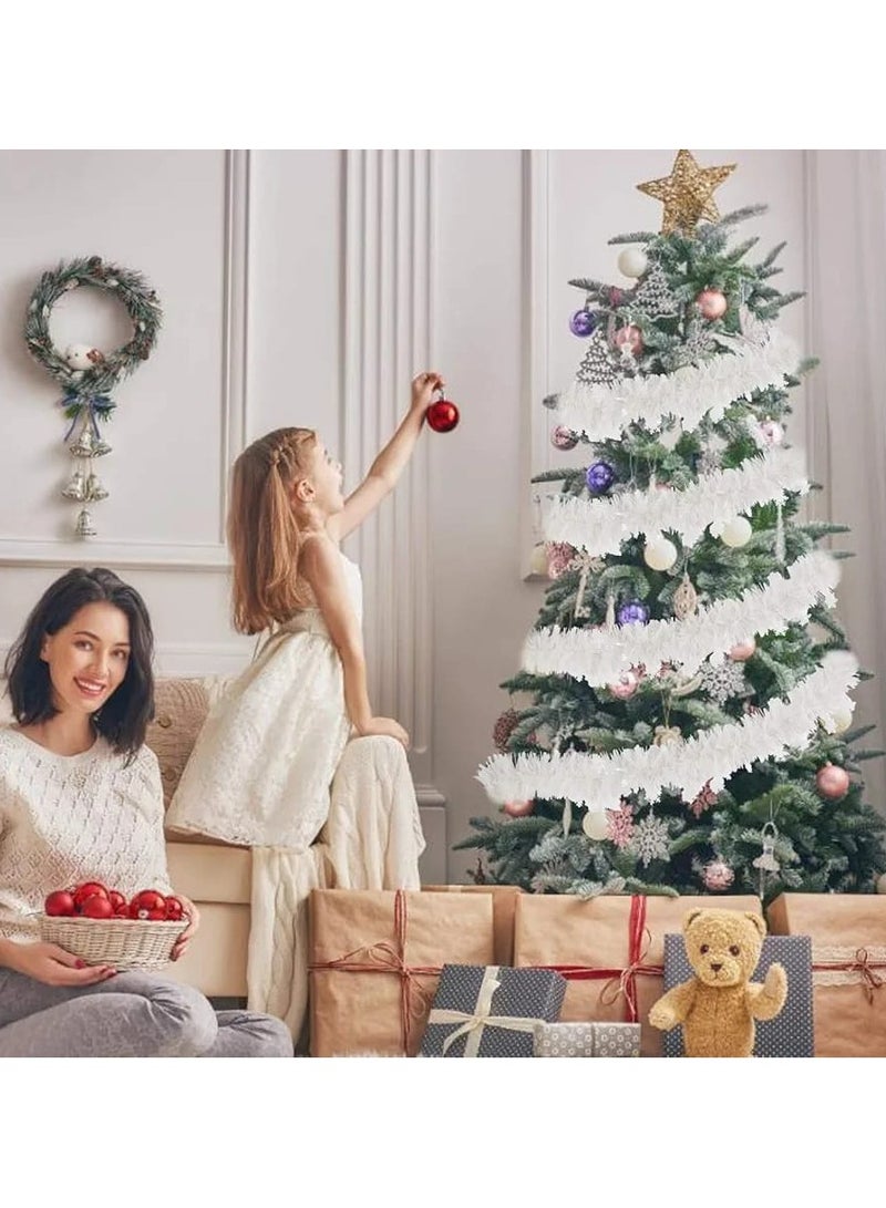 شرائط زينة سميكة بلون أبيض من لوكيبا للكريسماس بطول 10 متر مع نجمة لتزيين شجرة الكريسماس - Image 3