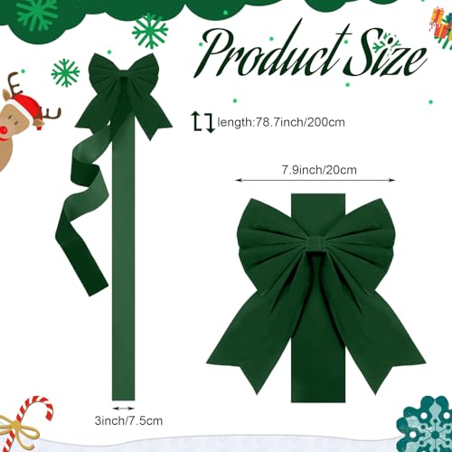 Syhood 8 Pieces Christmas Cabinet Big Bows Door Decorative Ribbon Festive Large Cabinet Ribbon Bows for Kitchen Cabinets Furniture Room Decorations Dark Green - Image 3