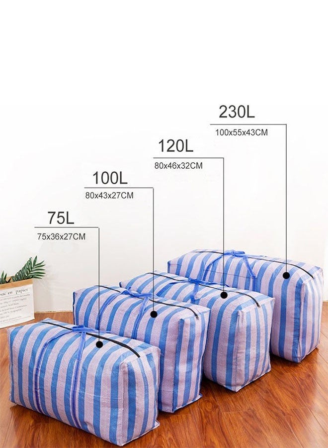 حقائب تخزين مكونة من 4 قطع - حقيبة تخزين منزلية - حقيبة فرز كبيرة الحجم - حقيبة تخزين مقاومة للماء (أزرق، 75 لتر + 100 لتر + 120 لتر + 230 لتر) - Image 2