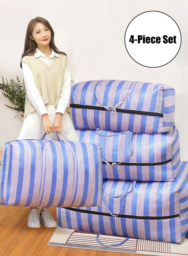 حقائب تخزين مكونة من 4 قطع - حقيبة تخزين منزلية - حقيبة فرز كبيرة الحجم - حقيبة تخزين مقاومة للماء (أزرق، 75 لتر + 100 لتر + 120 لتر + 230 لتر) - Image 1